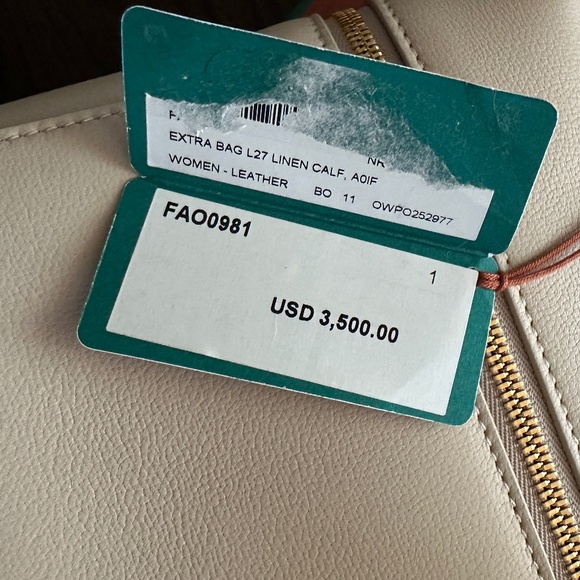 NEW Loro Piana Extra Bag L27 Linen Calf in Light Travertine/Sun Gold - Picture 14 of 15